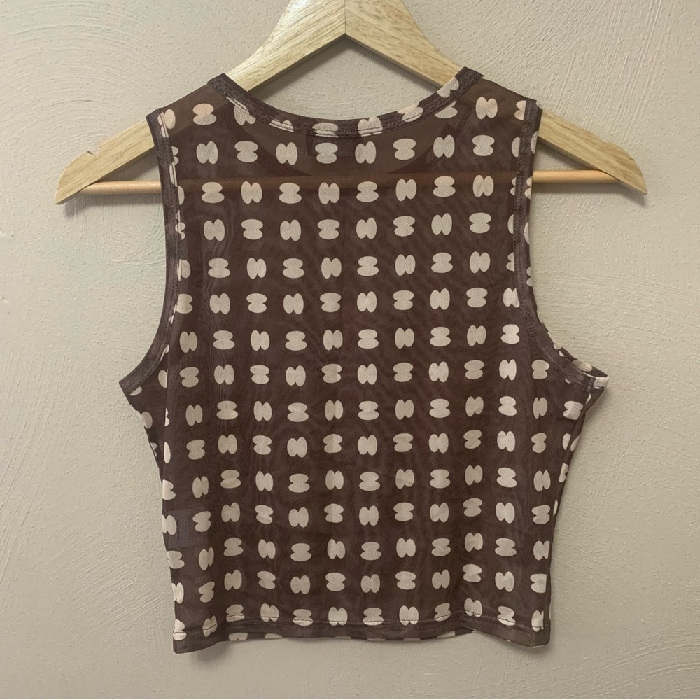 White Fox Boutique Brown and Cream Patterned Cropped Tank - Picture 5 of 7